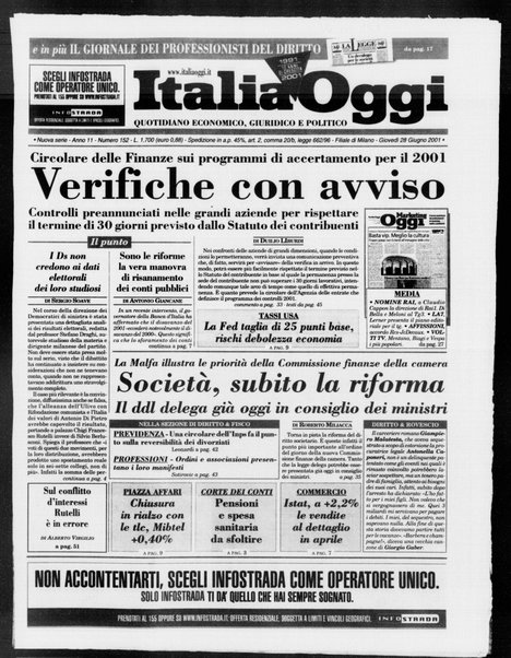 Italia oggi : quotidiano di economia finanza e politica